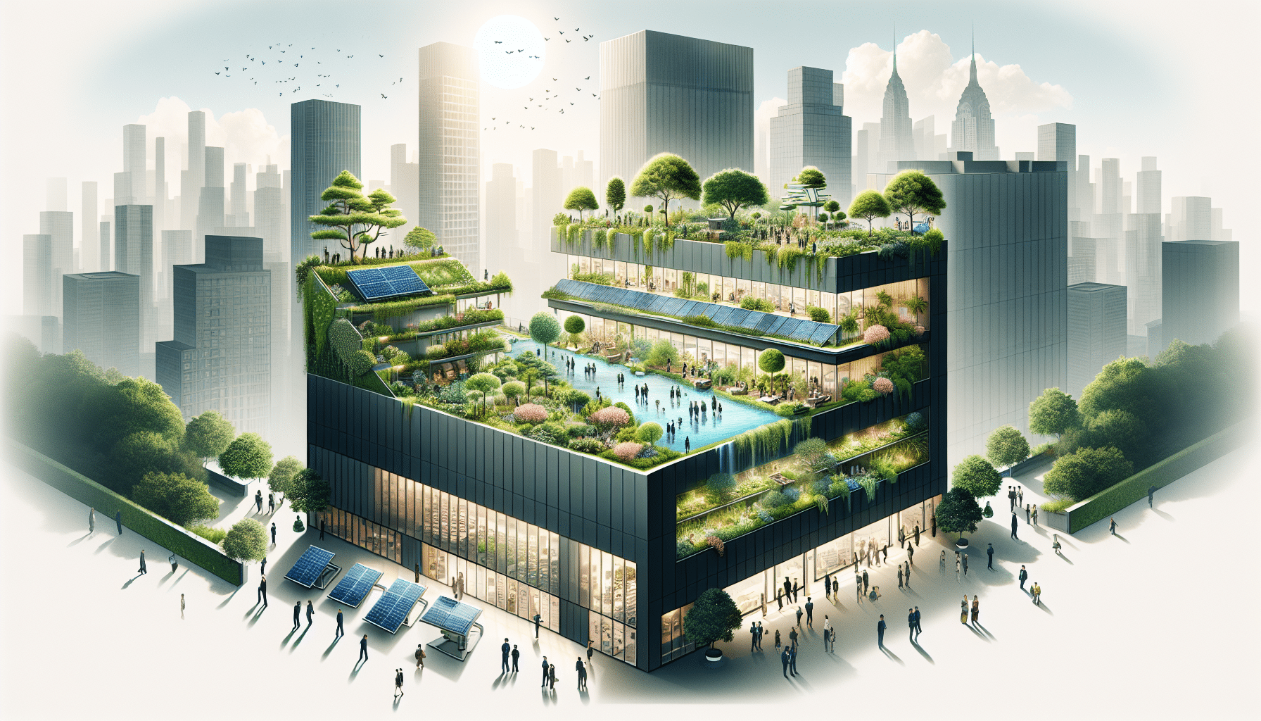 illustration of rooftop garden on the reimagined governor in rotterdam