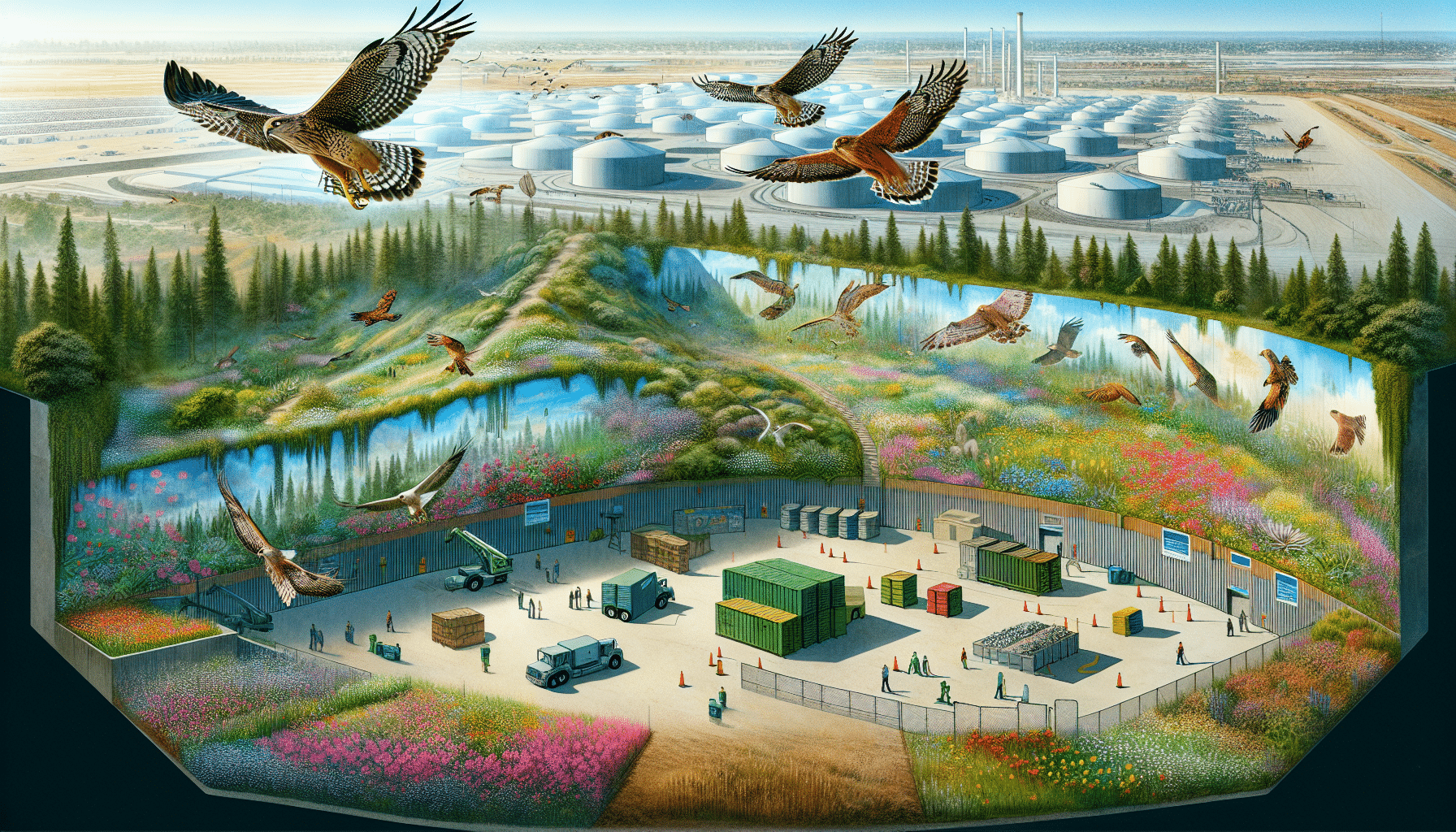 Illustration of Sustainable Practices at Anaheim Landfills