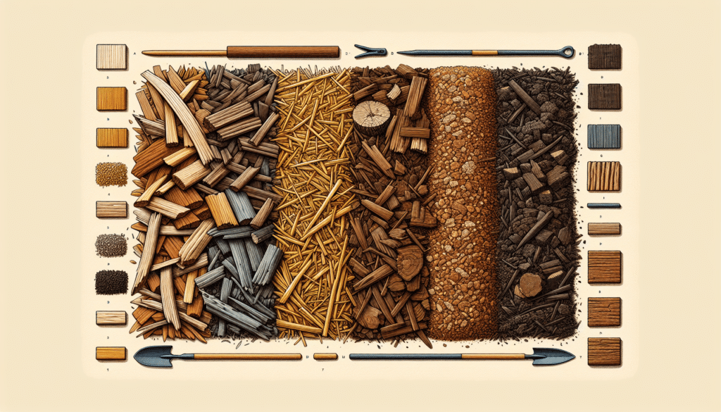 Illustration of various types of mulch for gardens