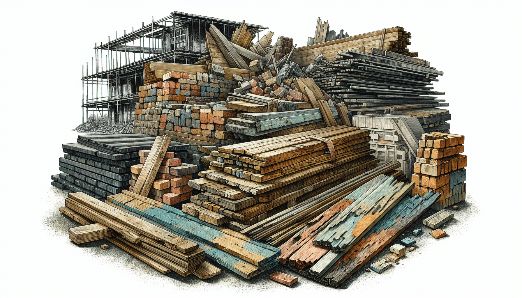 salvaged lumber and other building materials