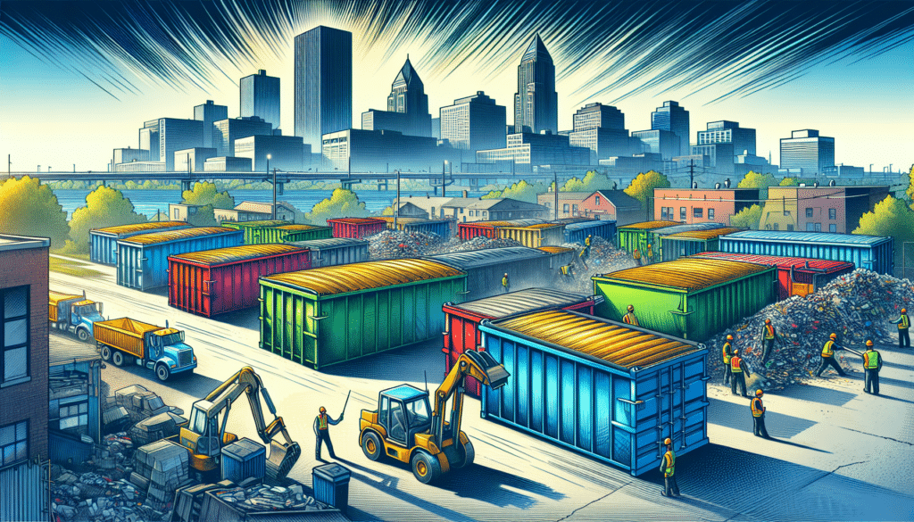 Illustration of roll-off containers for waste management in Rochester NY