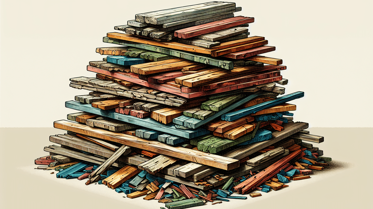 Illustration of a pile of recycled building materials