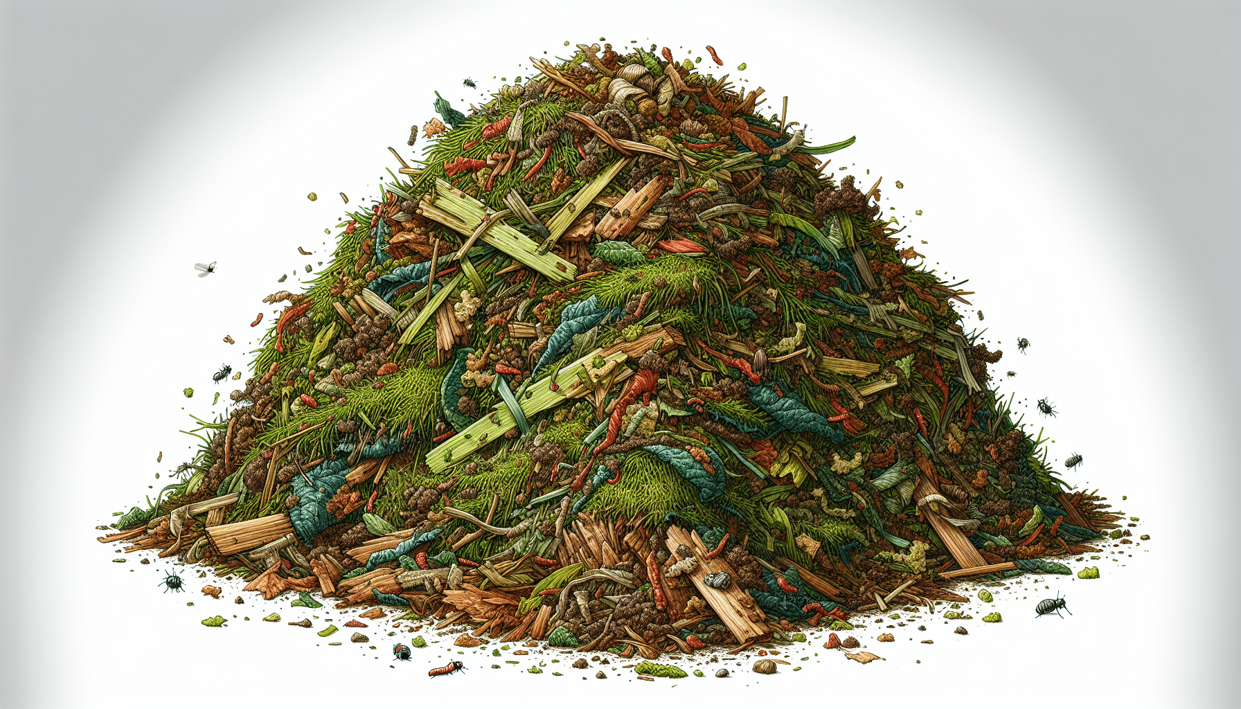 Mulch pile with various organic materials