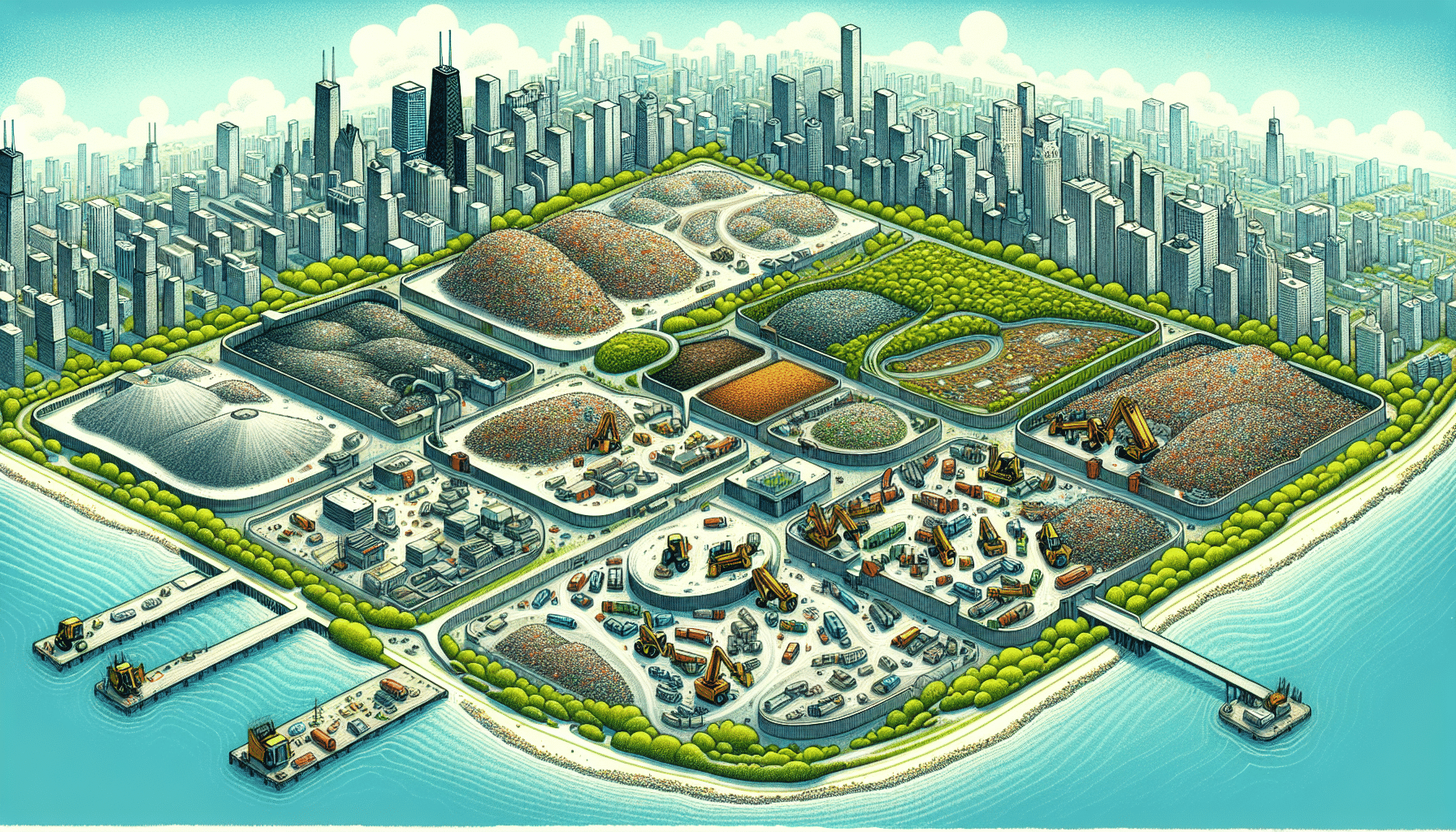 Illustration of active landfills in Chicago area