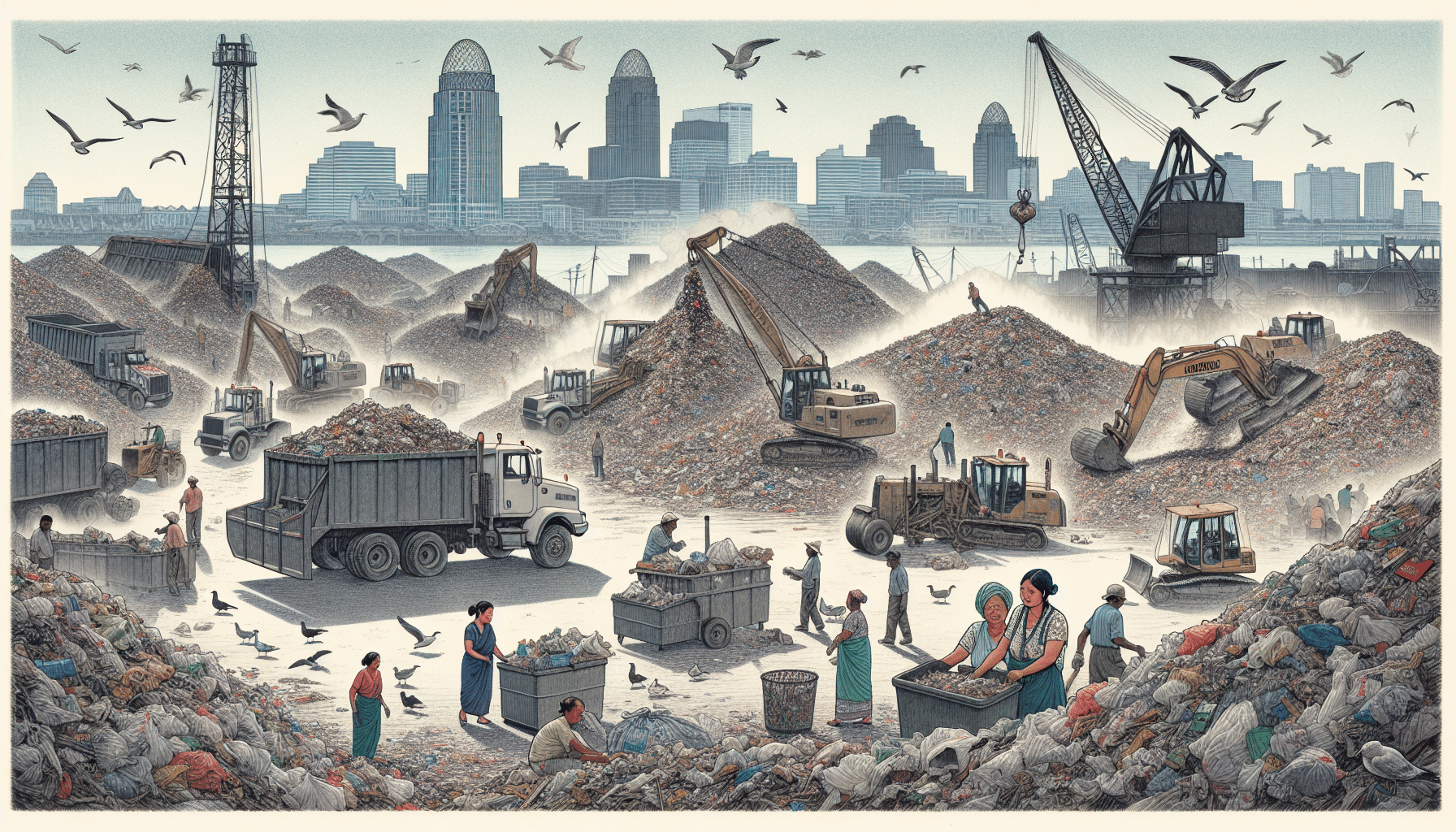 Illustration of a landfill site in Louisville, KY