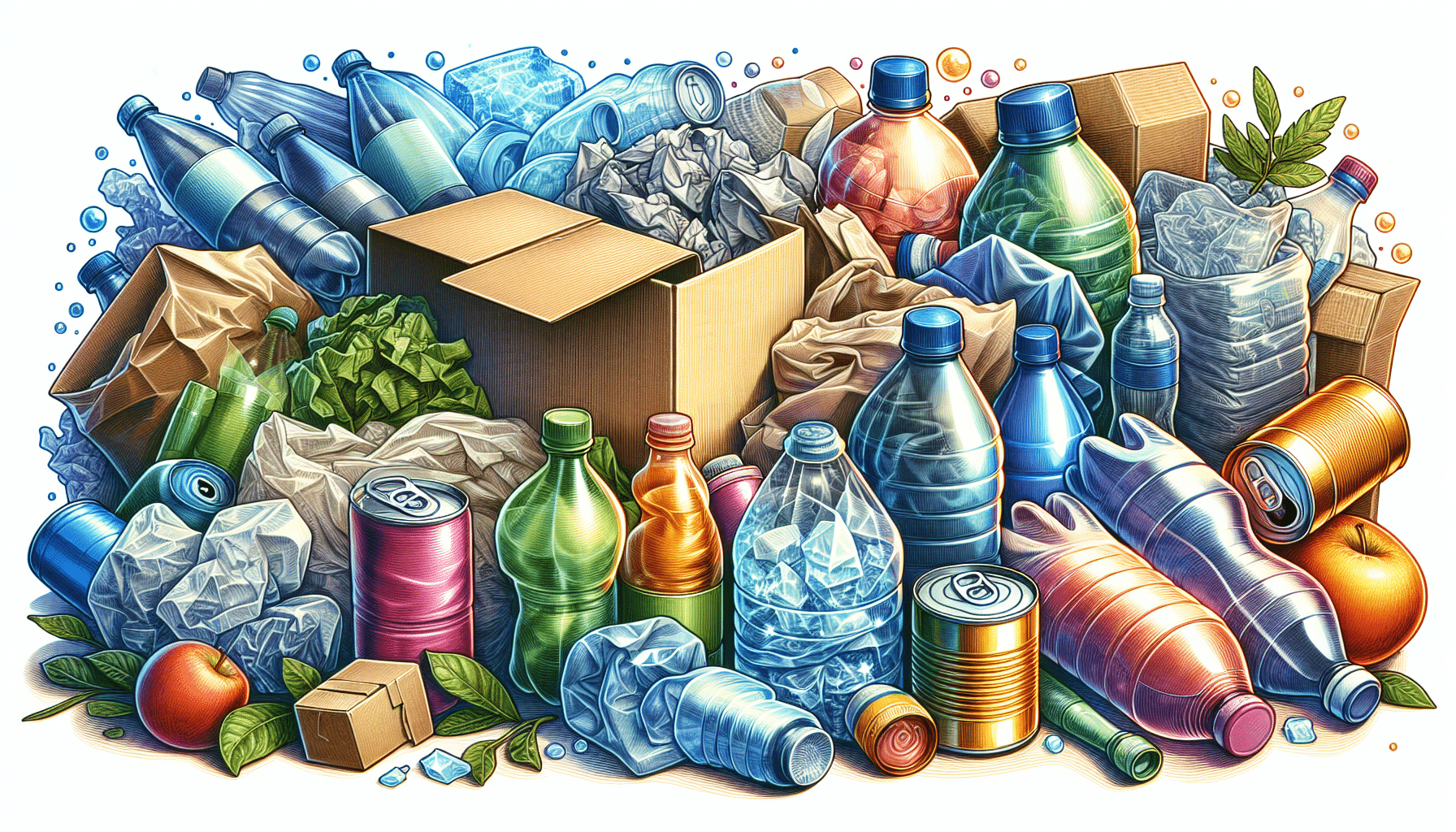 Illustration of various recyclable items