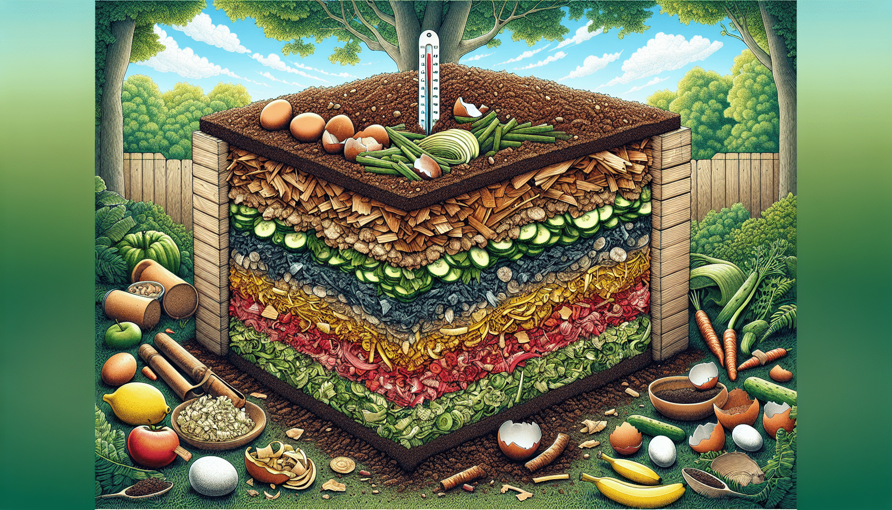 Essentials for a DIY Compost Pile - illustration of a compost pile