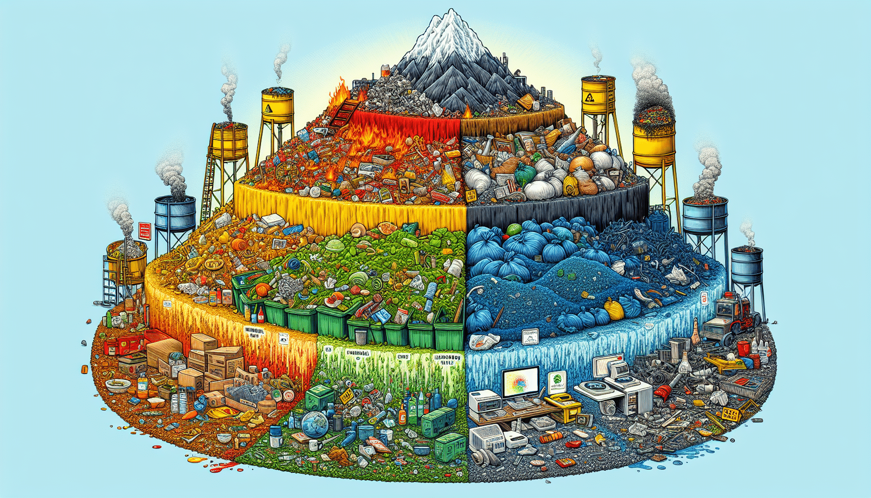 Illustration of various waste materials